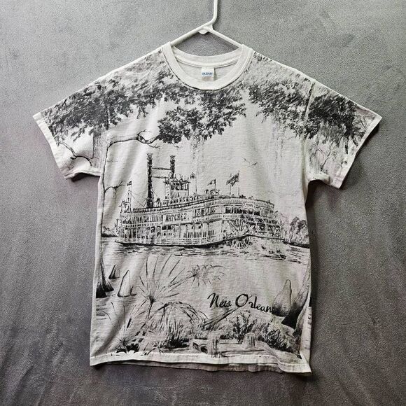 Gildan Other - New Orleans Shirt Mens Medium White Bourbon Street All Over Print Graphic Tee